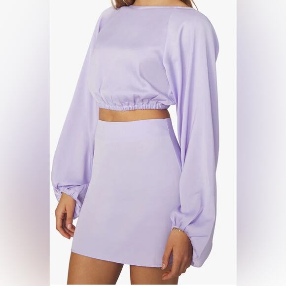 We Wore‎ What Mini Slip Satin Charmeuse Skirt Heather Purple, Size Small, NWT - Picture 5 of 13